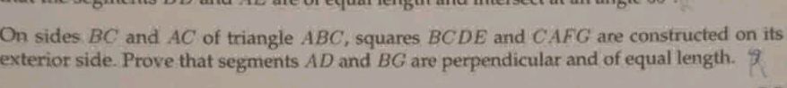 On sides BC and AC of triangle ABC, squares | StudyX