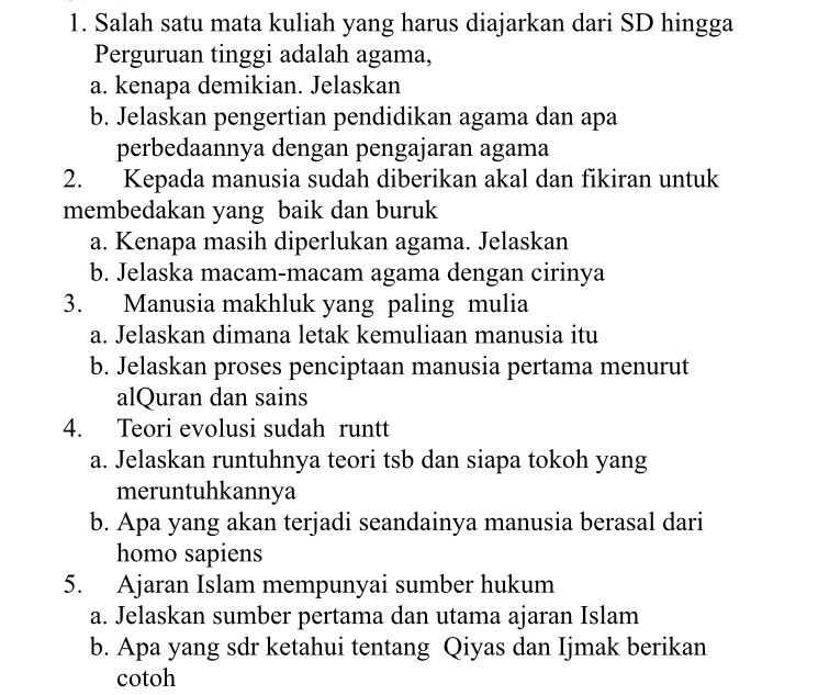 1. Salah satu mata kuliah yang harus | StudyX