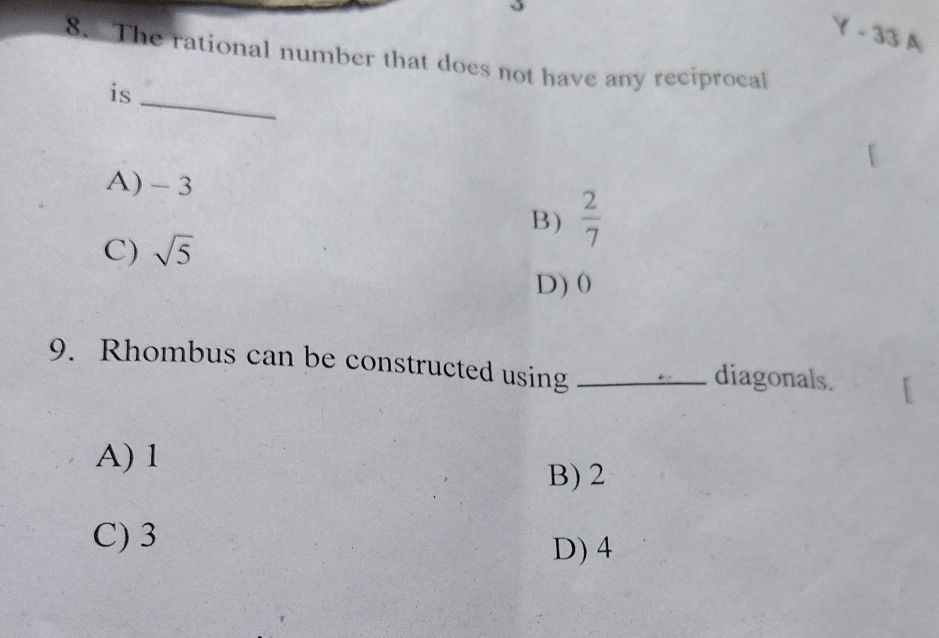 8. The rational number that does not have | StudyX