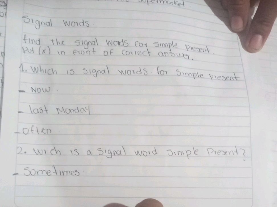 find the signal words for Simple Present. | StudyX