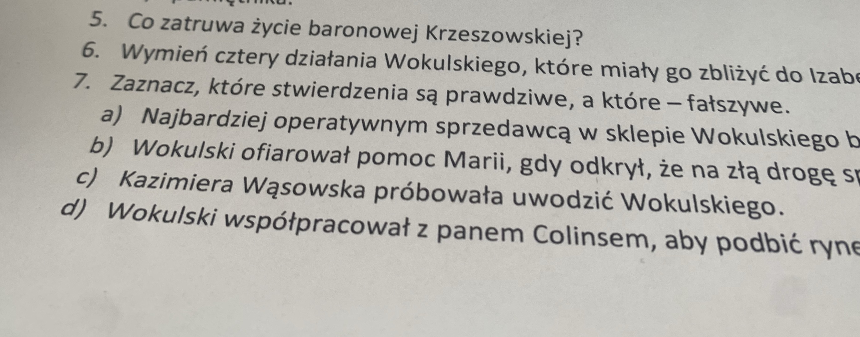 5. Co zatruwa życie baronowej Krzeszowskiej? | StudyX