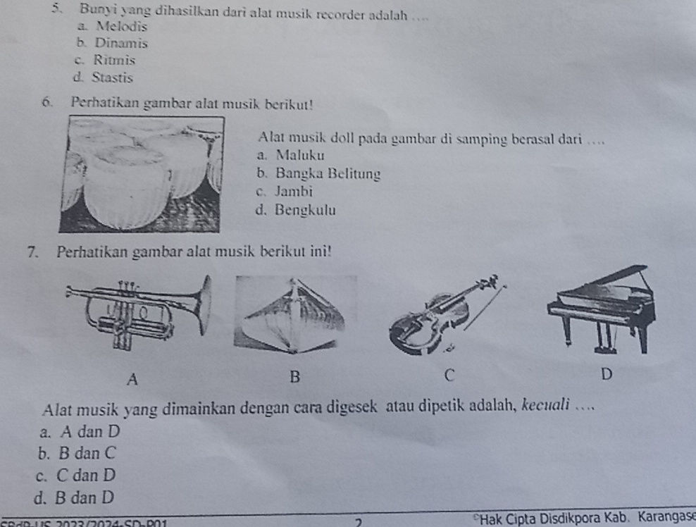 5. Bunyi yang dihasilkan dari alat musik | StudyX