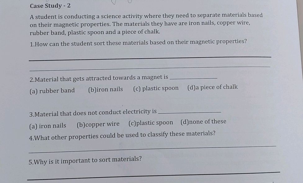 1. How can the student sort these materials | StudyX