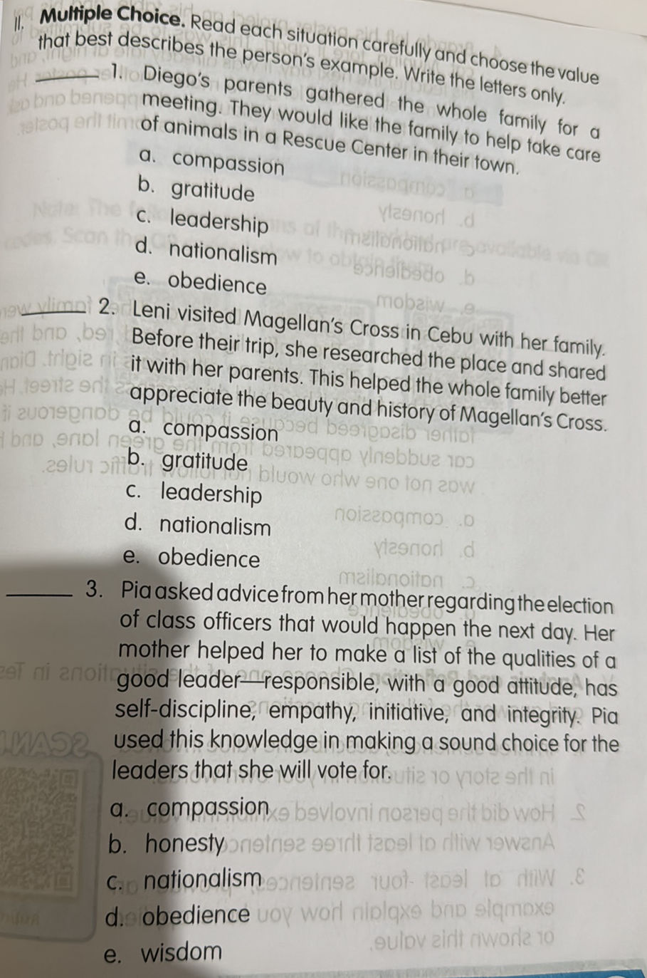 Multiple Choice. Read each situation | StudyX