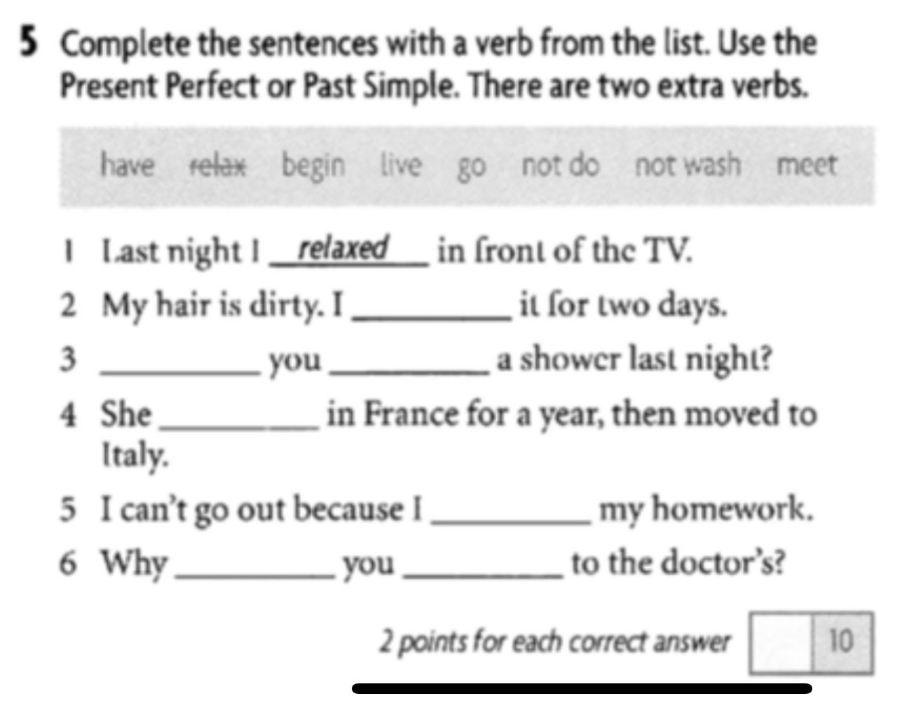 5 Complete the sentences with a verb from | StudyX