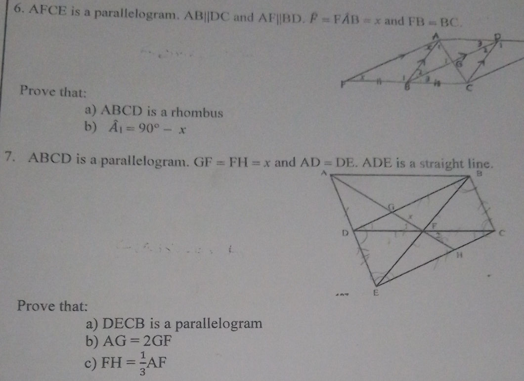 6. AFCE is a parallelogram. AB||DC and | StudyX