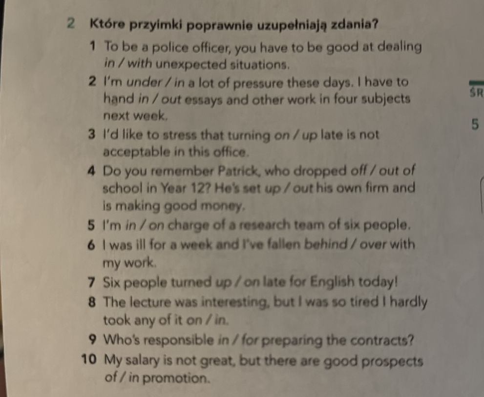 2 Które przyimki poprawnie uzupełniają | StudyX