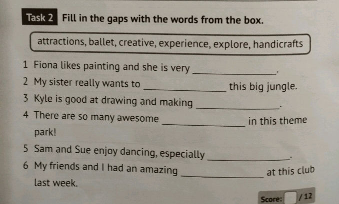 Task 2 Fill in the gaps with the words from | StudyX