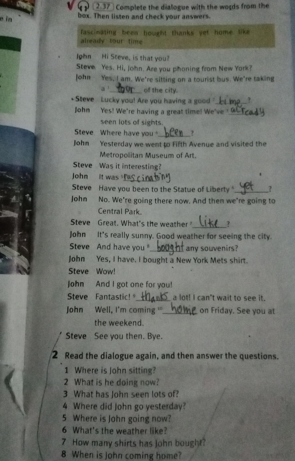 Complete the dialogue with the words from | StudyX