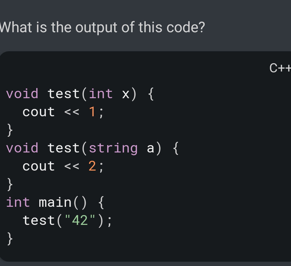 What is the output of this code? ```cpp | StudyX