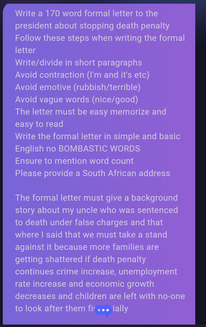 Write a 170 word formal letter to the | StudyX