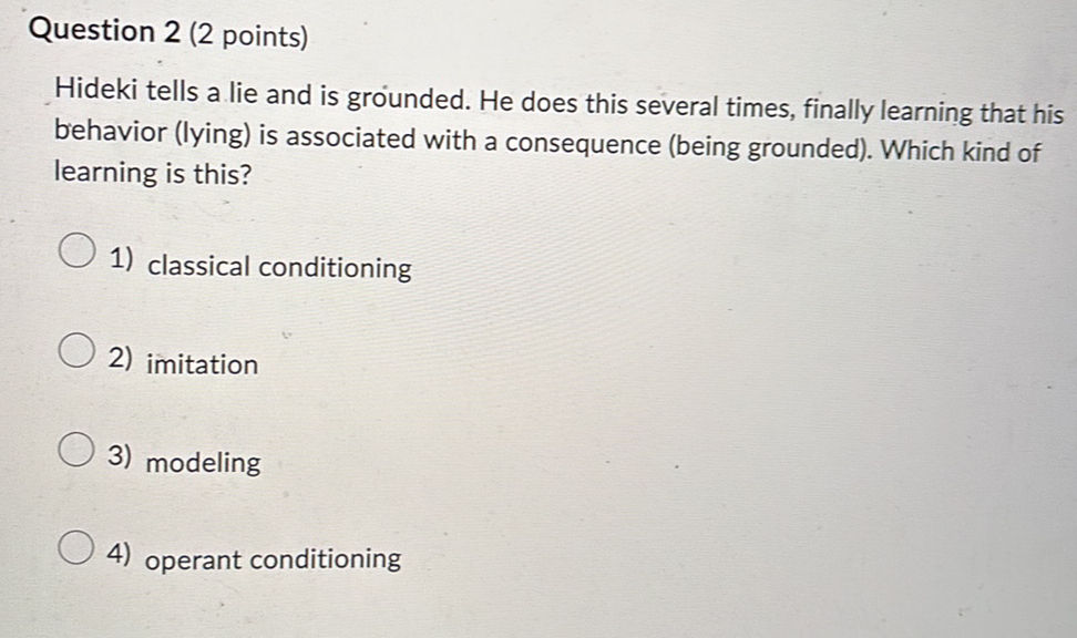 Question 2 (2 points) Hideki tells a lie | StudyX
