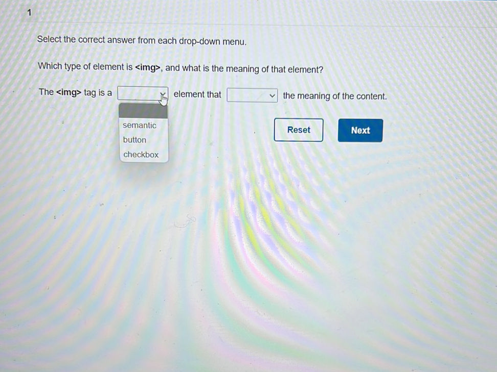 Select the correct answer from each | StudyX