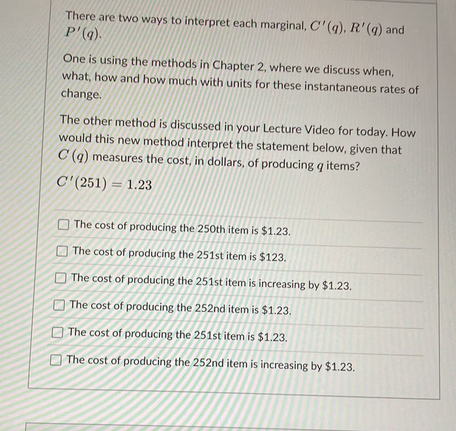 Interpret Marginal Math There are two ways to interpret each | StudyX