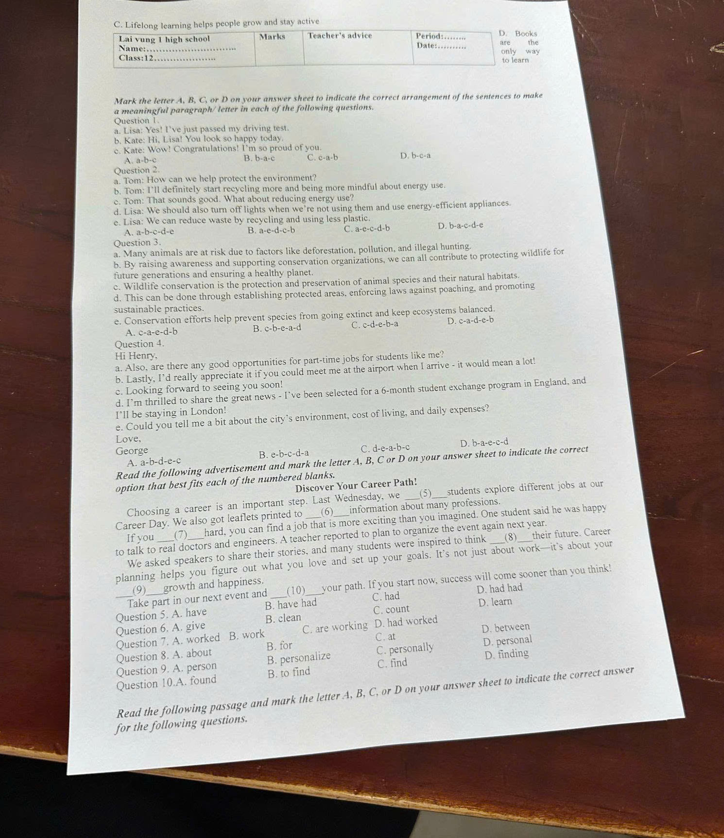 Question 1. a. Lisa: Yes! I've just passed | StudyX
