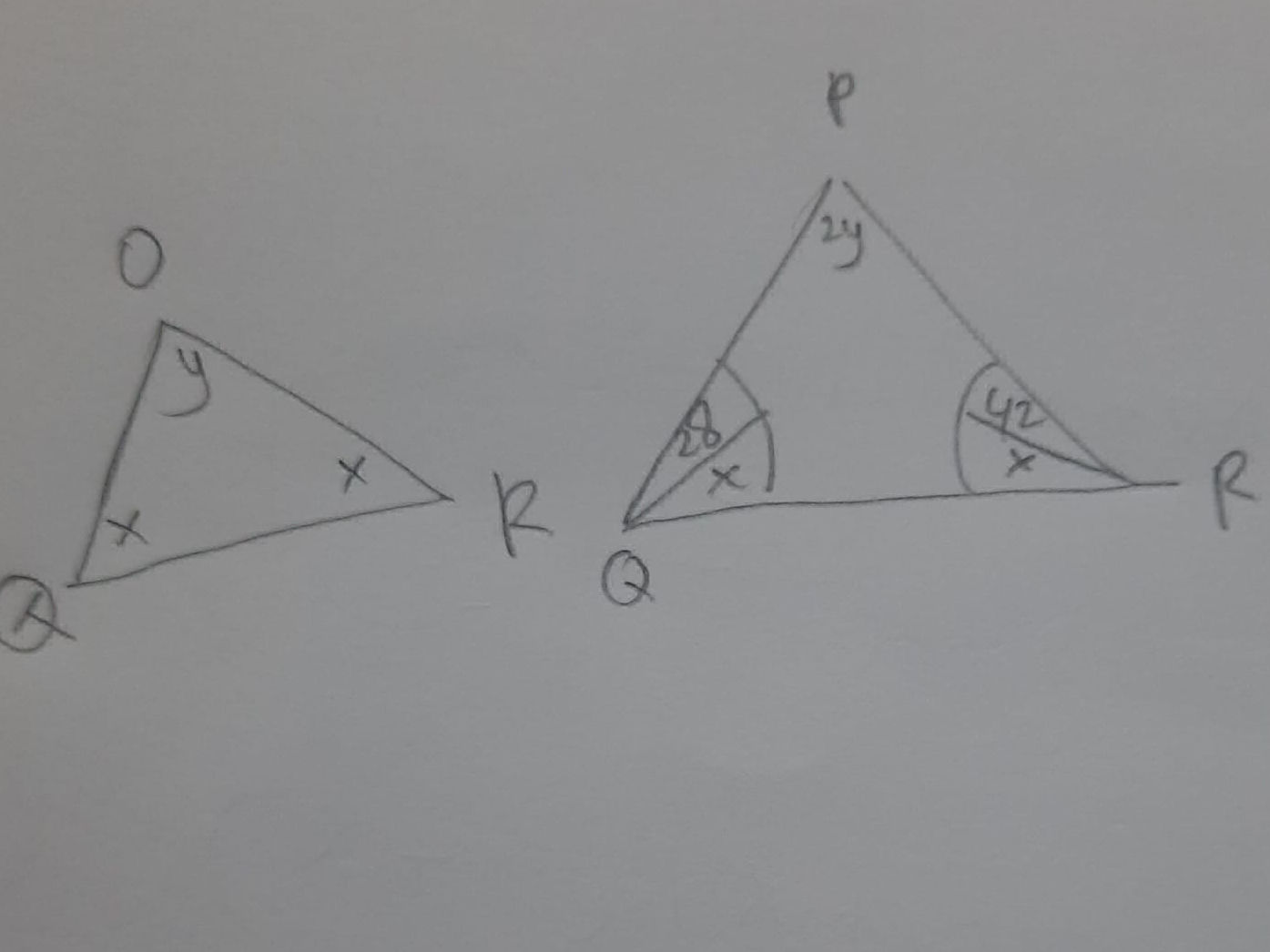 The image shows two triangles. The first | StudyX