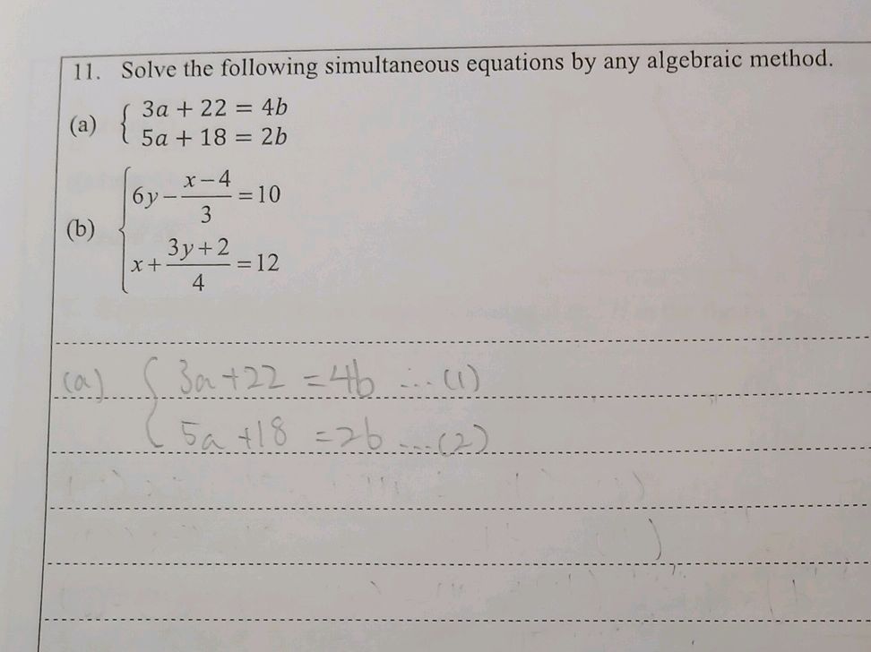 11. Solve the following simultaneous | StudyX