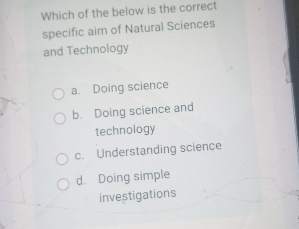 Which of the below is the correct specific | StudyX