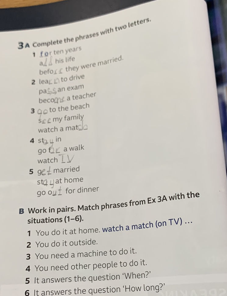 3A Complete the phrases with two letters. 1 | StudyX
