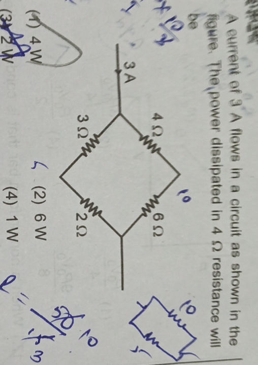A current of 3 A flows in a circuit as shown | StudyX