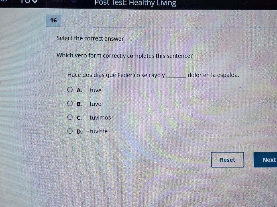 Select the correct answer Which verb form