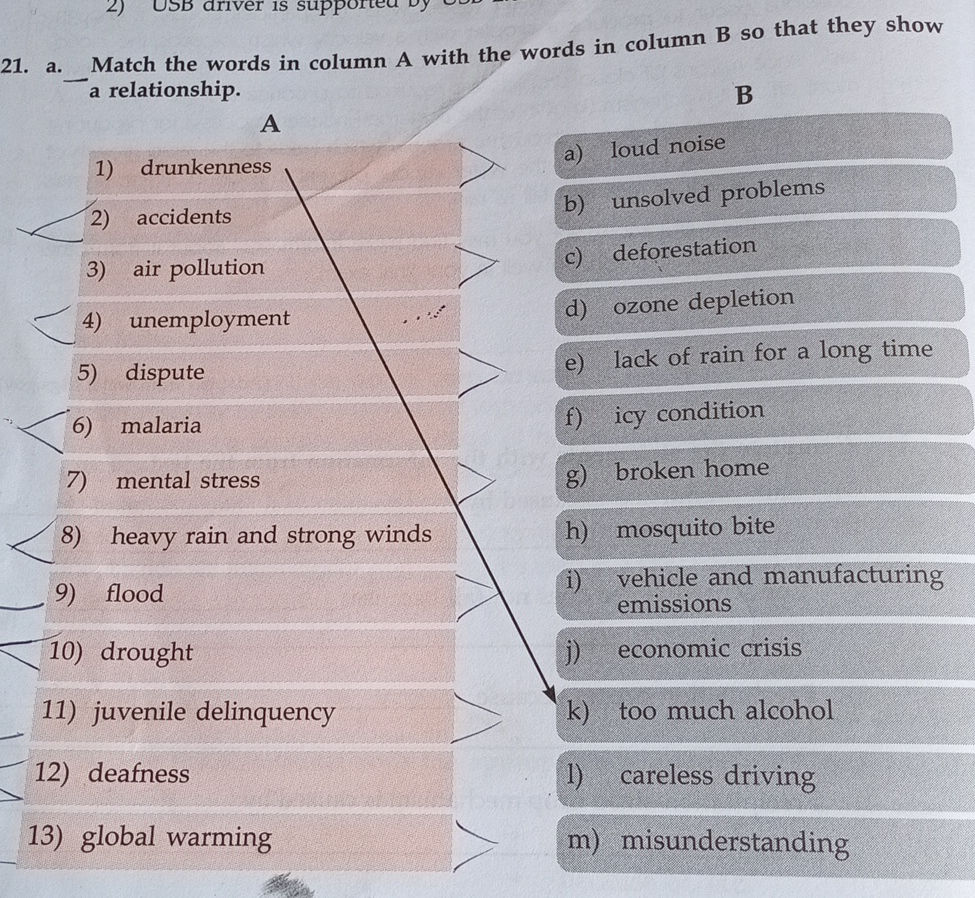 21. a. Match the words in column A with the | StudyX