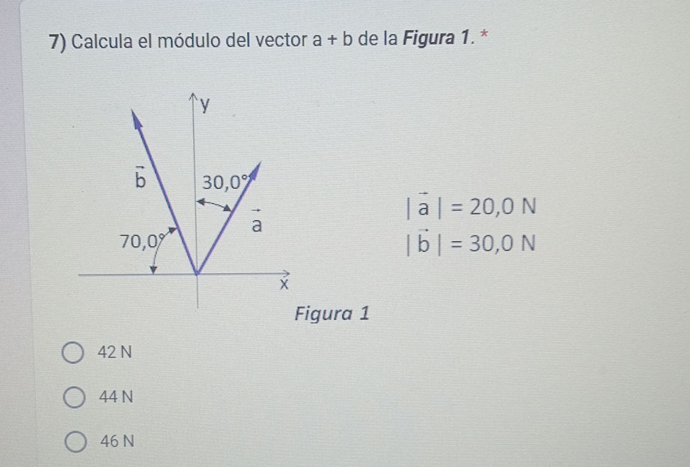 7) Calcula el módulo del vector a + b de la | StudyX