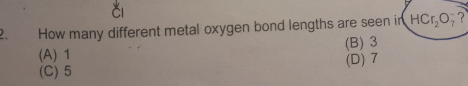 O2 Bond Lenth How many different metal oxygen bond lengths | StudyX