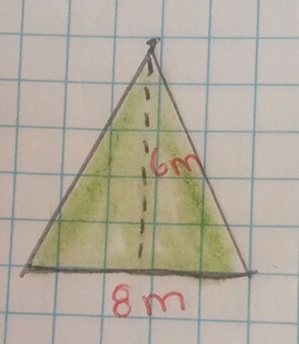 The image shows a triangle with a base of 8m | StudyX