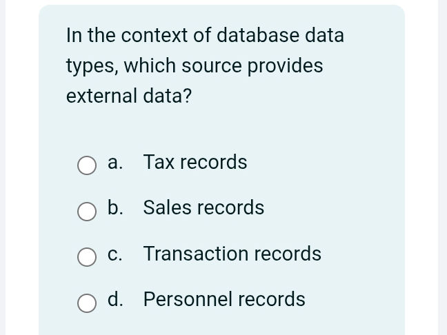 In the context of database data types, which