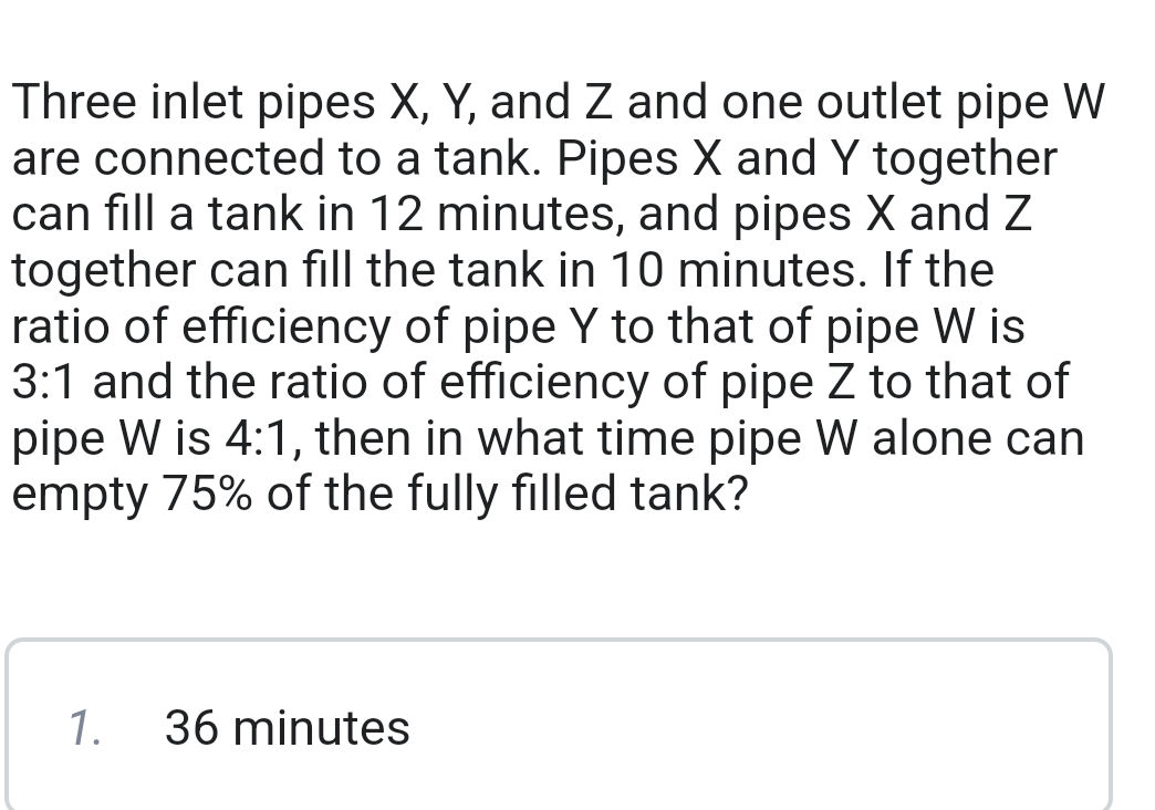 Three inlet pipes X, Y, and Z and one outlet | StudyX