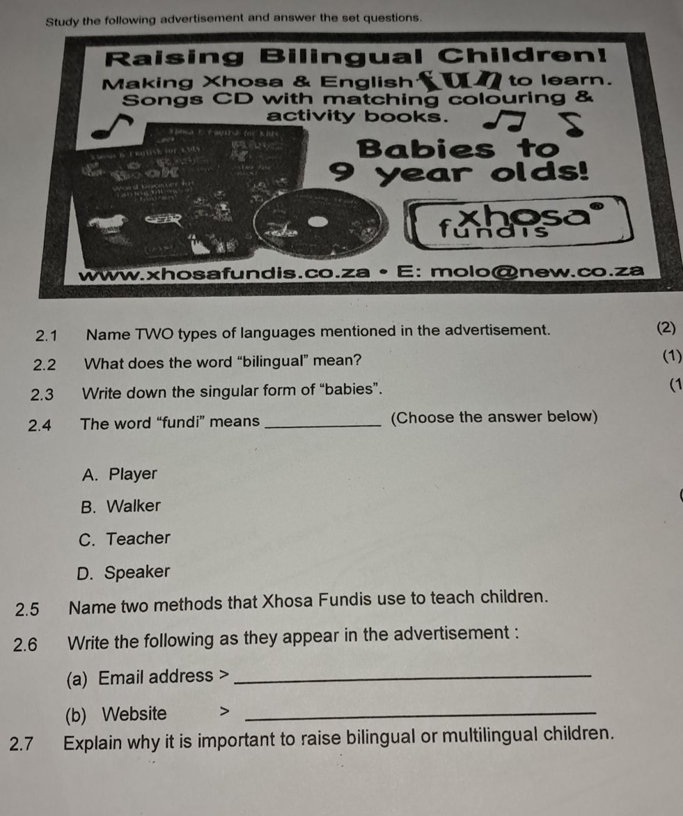 2.1 Name TWO types of languages mentioned in | StudyX