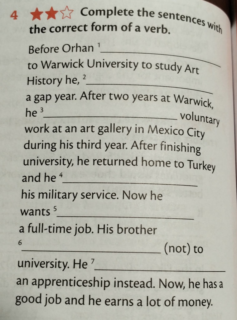 Complete the sentences with the correct form