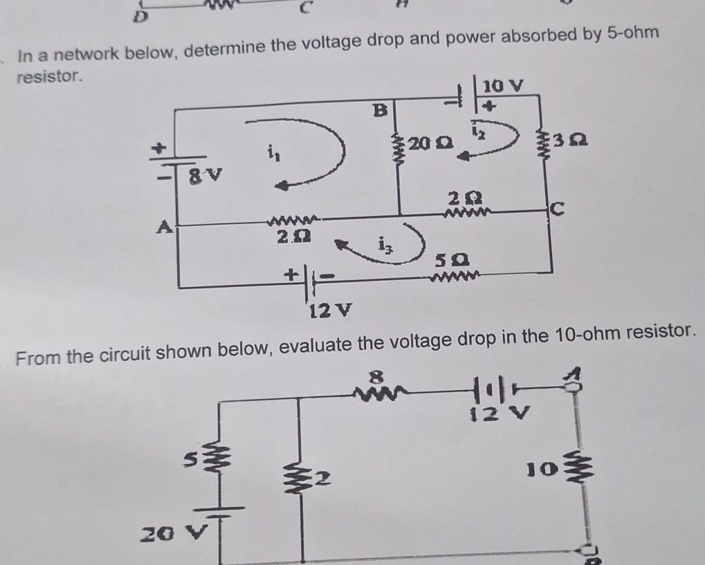 1. In a network below, determine the voltage | StudyX