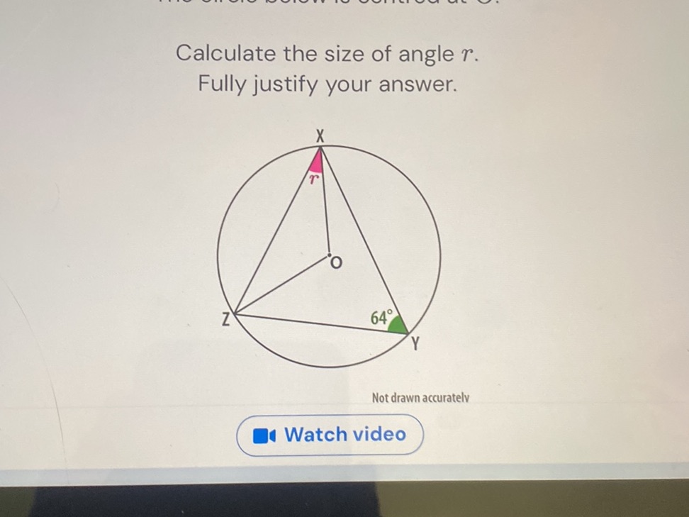 Calculate the size of angle r. Fully | StudyX