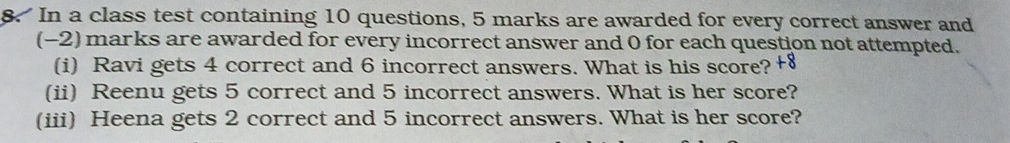 In a class test containing 10 questions, 5 | StudyX