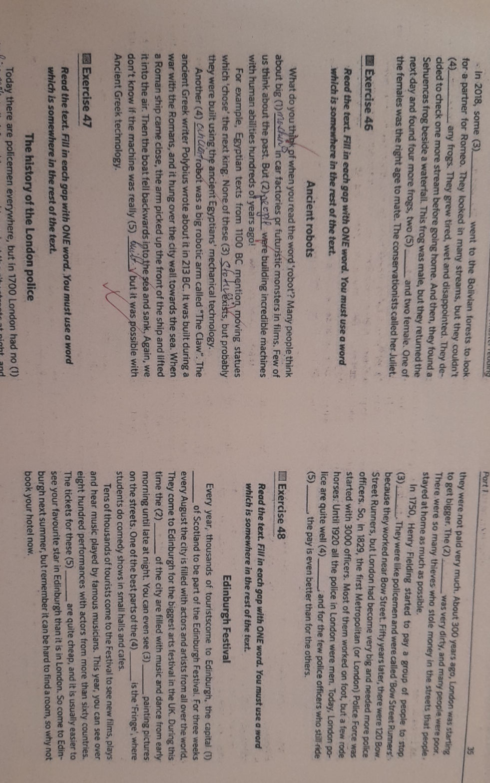 Exercise 46 Read the text. Fill in each gap | StudyX