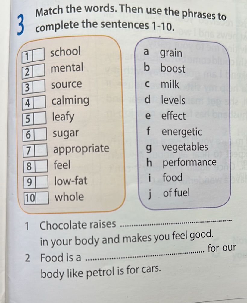 Match the words. Then use the phrases to | StudyX