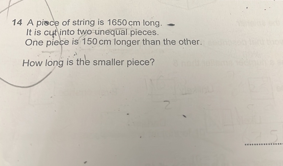 14 A piece of string is 1650 cm long. It is | StudyX
