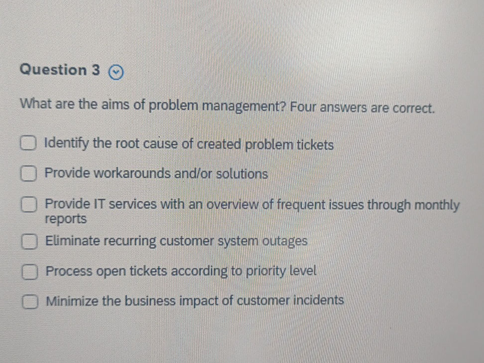 What are the aims of problem management?