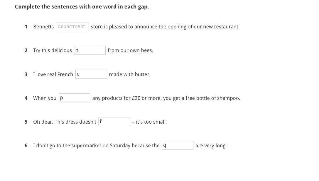 Complete the sentences with one word in each | StudyX