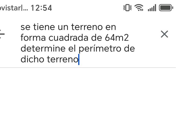 se tiene un terreno en forma cuadrada de | StudyX