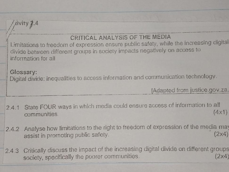 2. 4 CRITICAL ANALYSIS OF THE MEDIA | StudyX