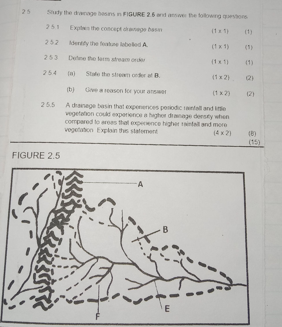 25 Study the drainage basins in FIGURE 2.5 | StudyX