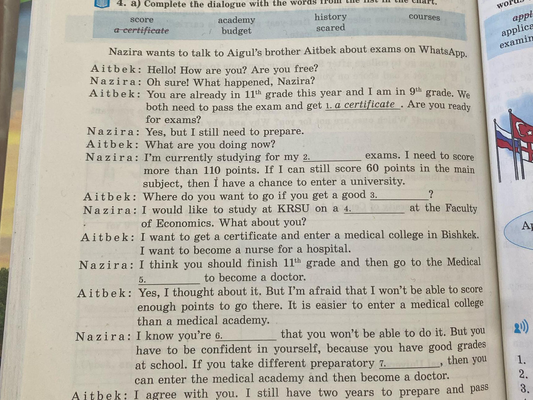 4. a) Complete the dialogue with the words | StudyX