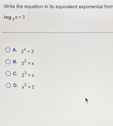 Write the equation in its equivalent | StudyX