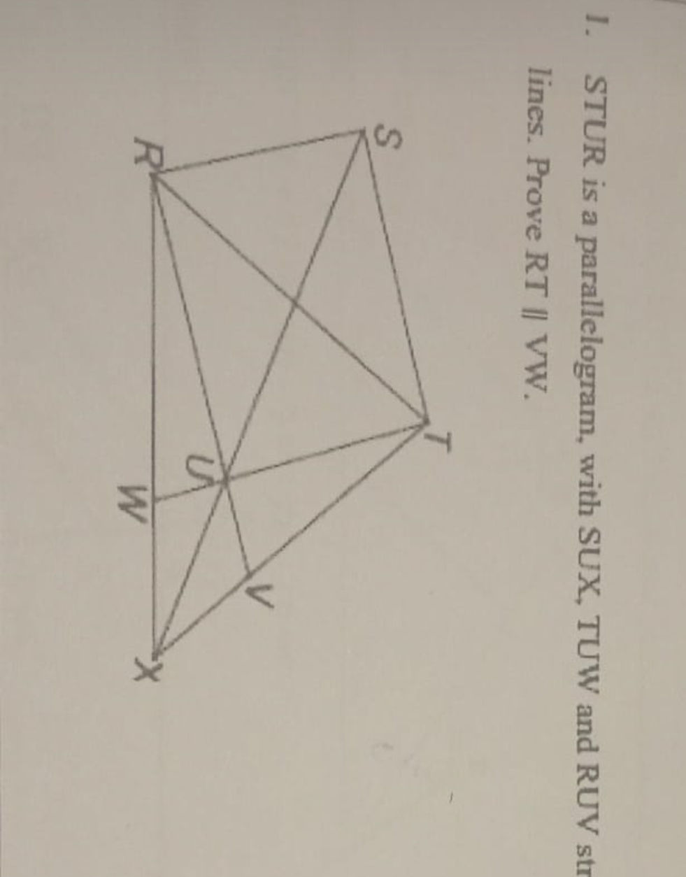 1. STUR is a parallelogram, with SUX, TUW | StudyX