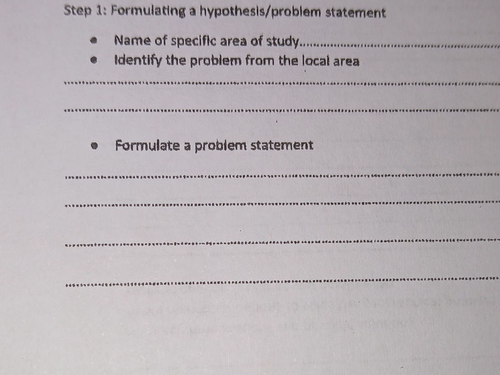 Step 1: Formulating a hypothesis/problem