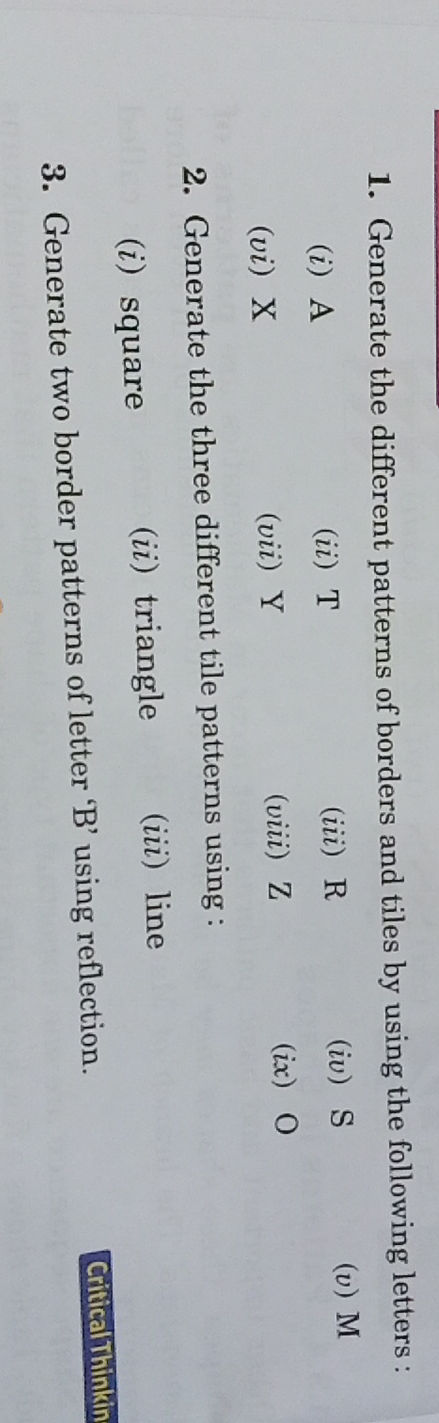 1. Generate the different patterns of | StudyX