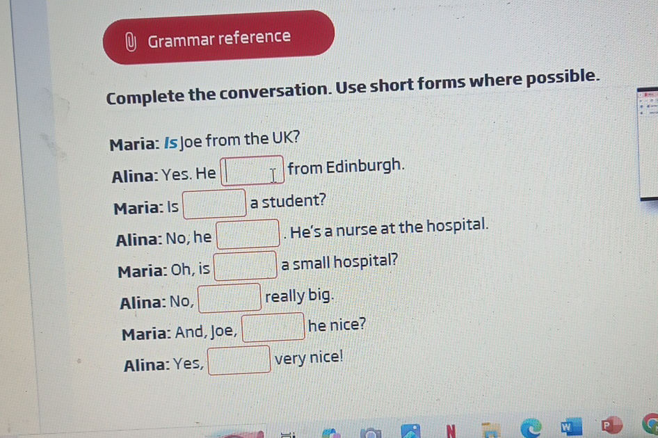 First Short Form Complete the conversation. Use short forms | StudyX